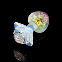 Анальная пробка сердечко UNIVIBE, силиконовая с камнем, зелёная, 7.8 х 2.8 см