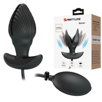 Анальная вибропробка с накачкой Pretty Love Manson «Ракушка», черная, 9.6 х 4 см