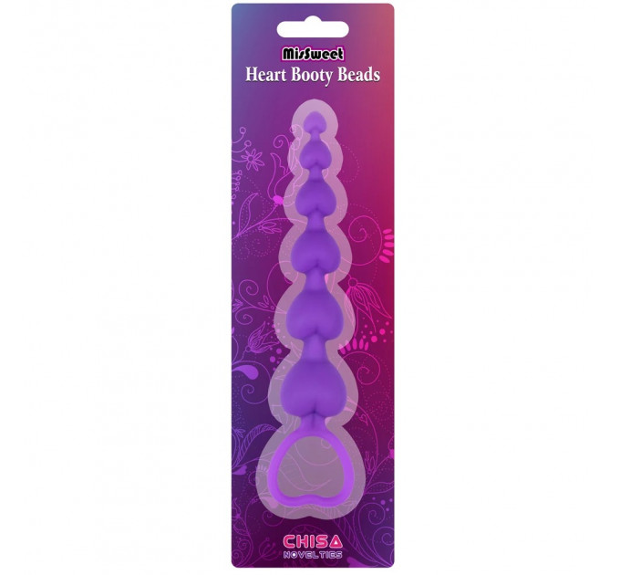 Анальный стимулятор сердечки (цепочка) Chisa Heart Booty Beads, фиолетовый