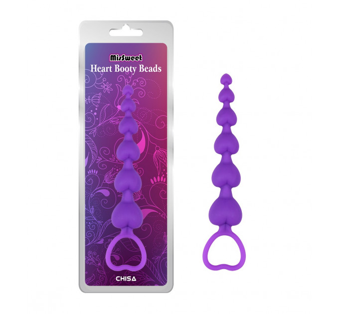 Анальный стимулятор сердечки (цепочка) Chisa Heart Booty Beads, фиолетовый