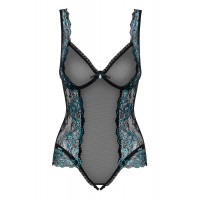 Боди в сеточку Obsessive AMANTA с бирюзовой вышивкой, L/XL