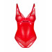 Боди виниловое с цветочным кружевом Obsessive Aliosa teddy красное, S/M