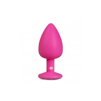 Анальная пробка с кристаллом Easytoys, силиконовая, розовая, 10 х 4 см