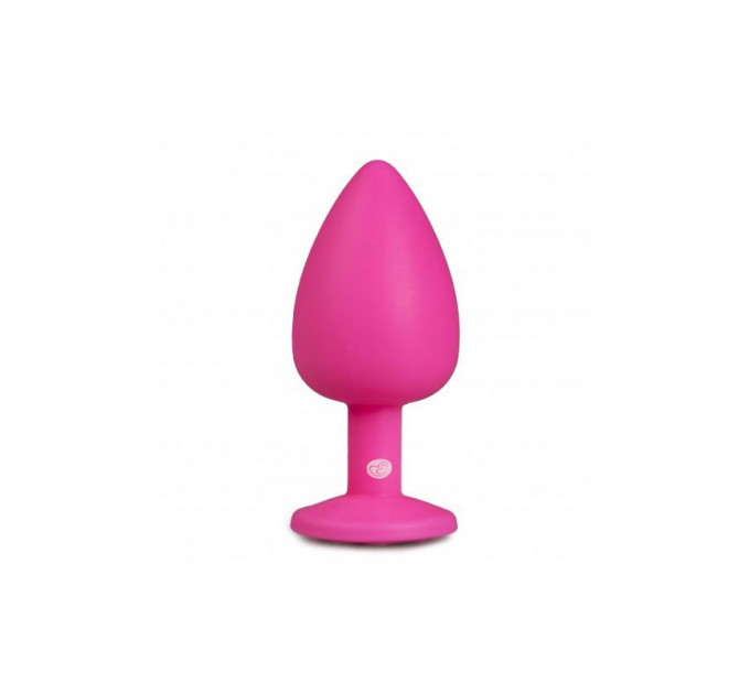 Анальная пробка с кристаллом Easytoys, силиконовая, розовая, 10 х 4 см