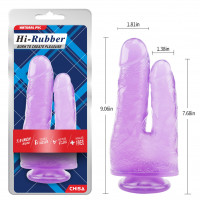 Фалоімітатор подвійний Chisa Hi-Rubberна присосці, фіолетовий