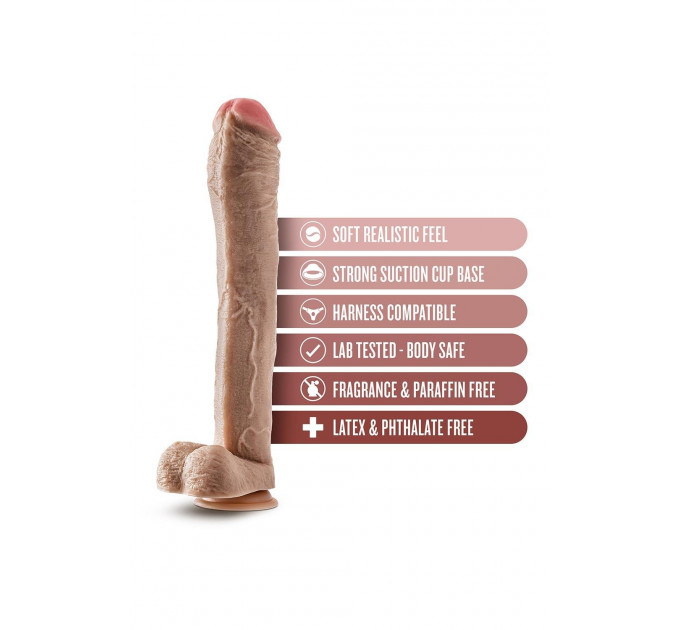 Фалоімітатор Гігант реалістичний Blush Dr. Skin Mr. Ed з яєчками, бежевий