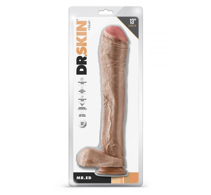 Фалоімітатор Гігант реалістичний Blush Dr. Skin Mr. Ed з яєчками, бежевий