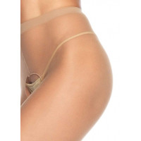Колготки нейлонові Leg Avenue Sheer Crotchless Pantyhose з вирізом бежевого кольору, O/S