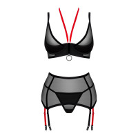 Комплект полупрозрачный XS/S Glandez Obsessive, 3 предмета, черный