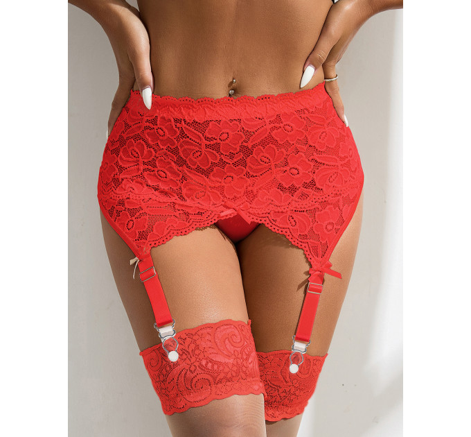 Комплект трусики з поясом для панчіх StarNight, червоний, XS-S