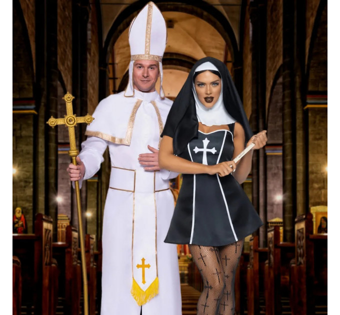 Костюм монашки Leg Avenue, М, Naughty Nun 2 предмета, черный