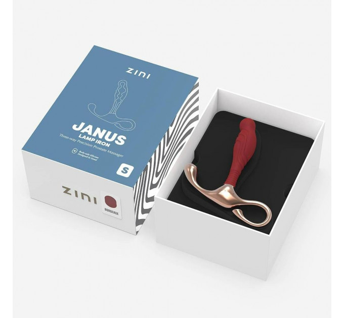 Массажер простаты рельефный, S, Zini Janus Lamp Iron бордовый, 10.4 х 2.2 см