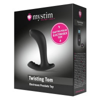 Массажер простаты с функцией электростимуляции Twisting Tom Mystim, силиконовый, черный 13 х 3.3 см