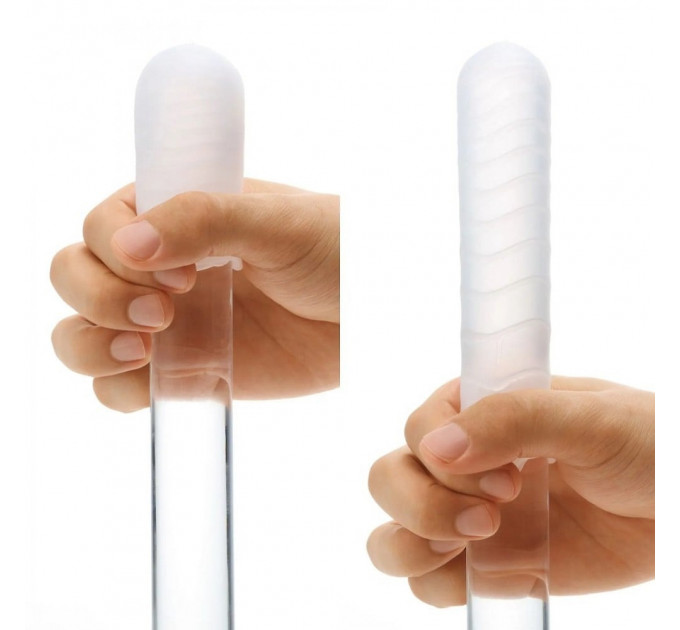Мини мастурбатор нереалистичный Tenga Pocket Wave Line, с рельефом, белый