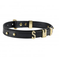 Ошейник с надписью SMD, кожа Lockink