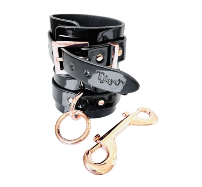 Поножи лакированные Kinky Diva из веганской кожи, черные