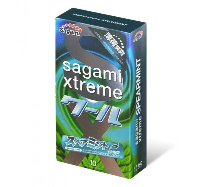 Презервативы латексные Sagami Xtreme Mint, с ароматом мяты (цена за упаковку, 10 штук)