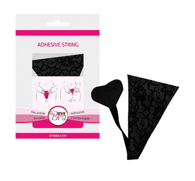 Самоклеющиеся трусики Bye Bra, черные с кружевом, One Size
