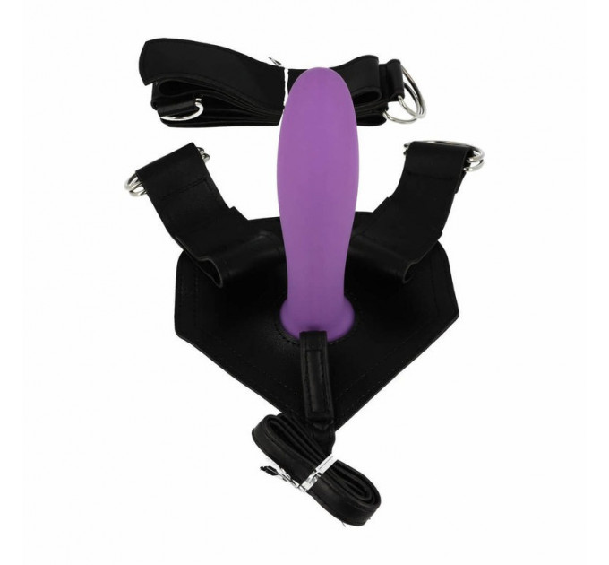 Страпон силиконовый Chisa R.G.B. Amor на трусиках из искусственной кожи, фиолетовый