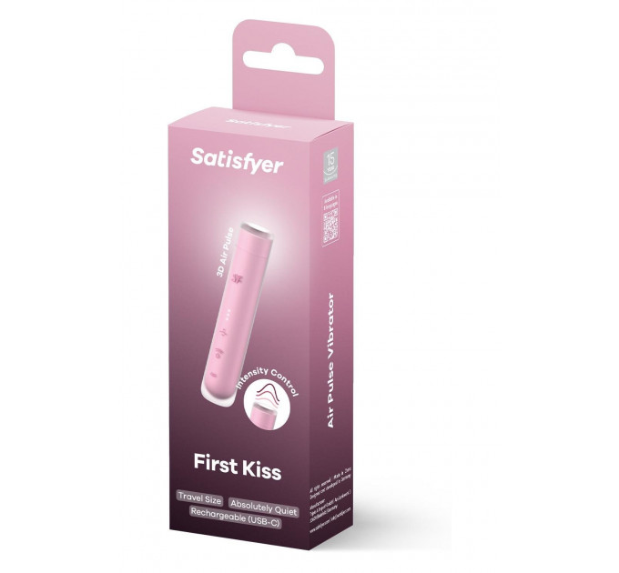 Вакуумний стимулятор Satisfyer First Kiss для клітора, рожевий, 12.5 х 2.5 см