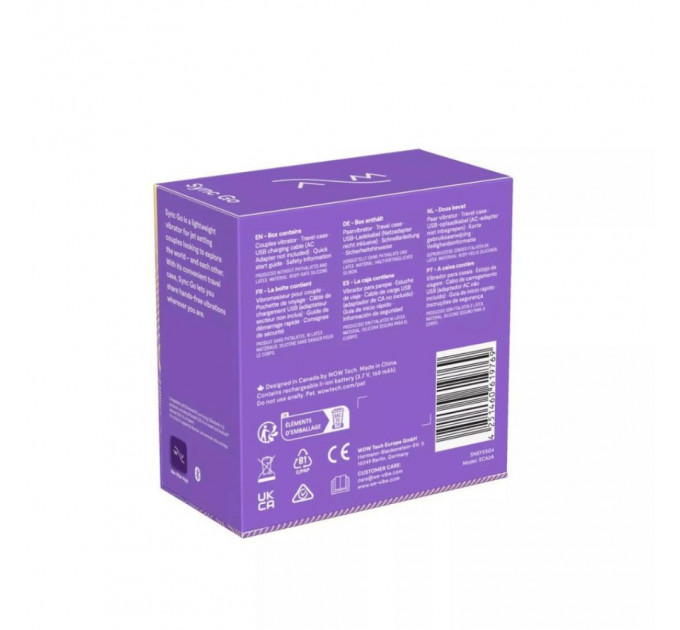 Вибратор для пар We-Vibe Sync Go Light Purple, фиолетовый
