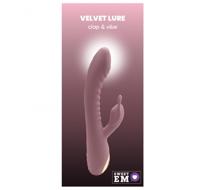 Вибратор-кролик рельефный Sweet Em Velvet Lure 10 режимов вибрации и 5 режимов колебаний, розовый
