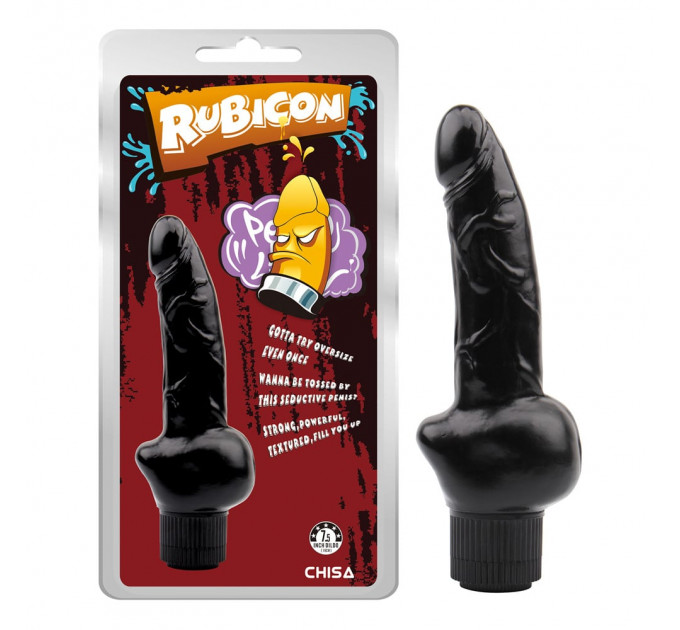 Вибратор реалистичный Chisa Rubicon на батарейках, черный, 19 х 3.7 см