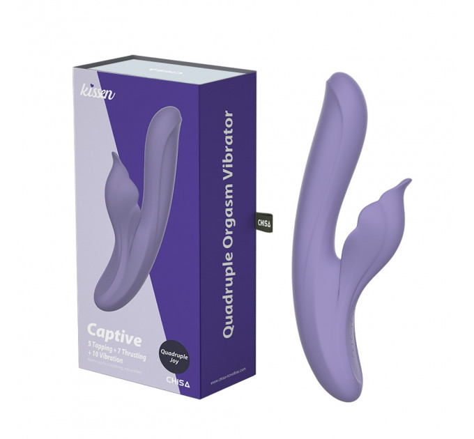 Вибратор Сhisa Kissen Captive с клиторальным отростком, фиолетовый