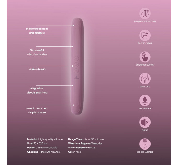 Вибратор Sweet Em DAISY, 10 режимов, розовый