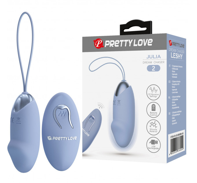 Віброяйце вагінальне Pretty Love Julia Dream з пультом, блакитне, 18.6 х 2.8 см