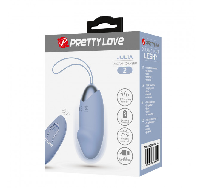 Віброяйце вагінальне Pretty Love Julia Dream з пультом, блакитне, 18.6 х 2.8 см