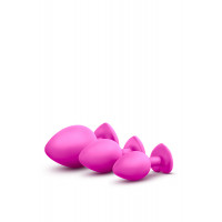 Набір анальних пробок із камінням Blush Bling Plugs Training Kit, рожевий