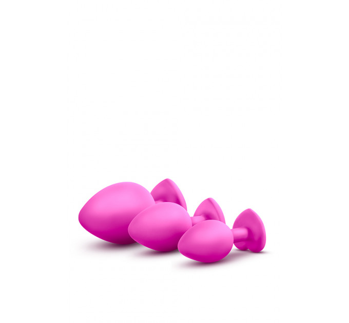Набір анальних пробок із камінням Blush Bling Plugs Training Kit, рожевий