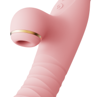 Вибратор с ротацией и вакуумной стимуляцией ZALO ROSE RABBIT PINK
