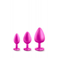 Набір анальних пробок із камінням Blush Bling Plugs Training Kit, рожевий