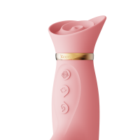 Вибратор с ротацией и вакуумной стимуляцией ZALO ROSE RABBIT PINK