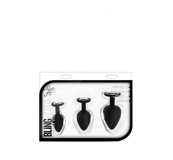 Набор анальных пробок LUXE BLING PLUGS TRAINING KIT WHITE GEMS