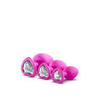 Набор анальных пробок с камнями Blush Bling Plugs Training Kit, розовый