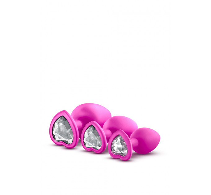 Набір анальних пробок із камінням Blush Bling Plugs Training Kit, рожевий