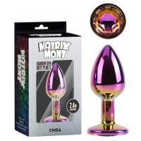 Анальна пробка різнокольорова CHISA MATRIX MONT з різнобарвним каменем, розмір S