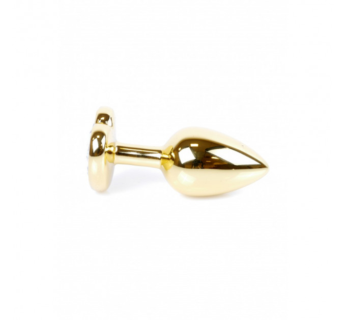 Анальная пробка с камнем Plug-Jewellery Gold Heart PLUG- Red размер S