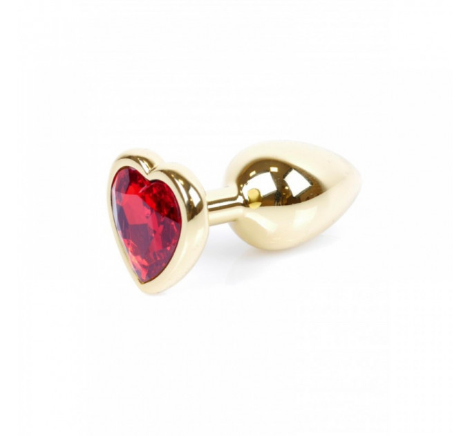 Анальная пробка с камнем Plug-Jewellery Gold Heart PLUG- Red размер S