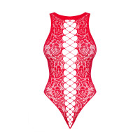 Боди с декоративными переплетениями Obsessive B120, красный, S/M/L