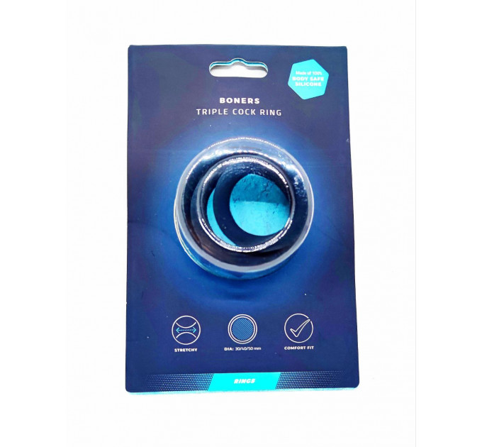 Тройное силиконовое кольцо Boners для пениса Triple Ring