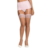 Чулки под пояс Obsessive Girlly L/XL бежевый, розовый Чулки под пояс Obsessive Girlly L/XL бежевый, розовый