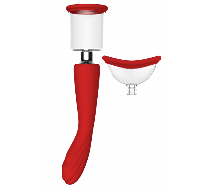 Двойной вибратор с 2 вакуумными насадками Dream Toys RED REVOLUTION GEORGIA
