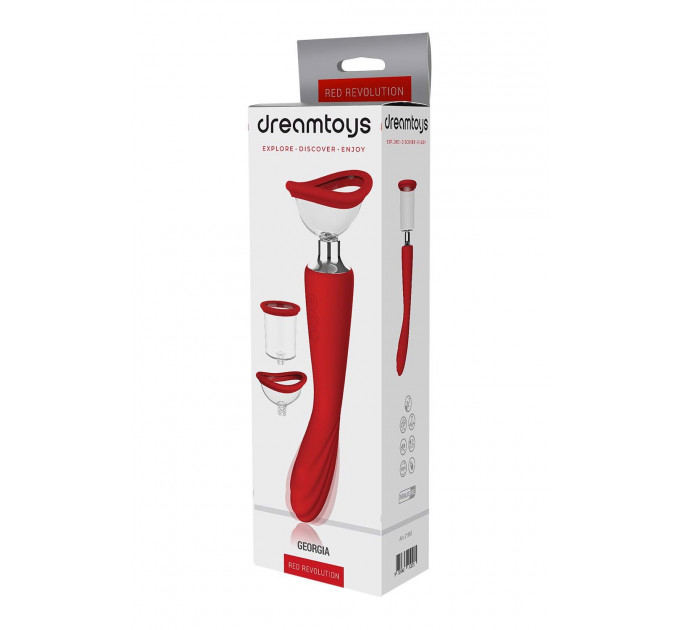 Двойной вибратор с 2 вакуумными насадками Dream Toys RED REVOLUTION GEORGIA