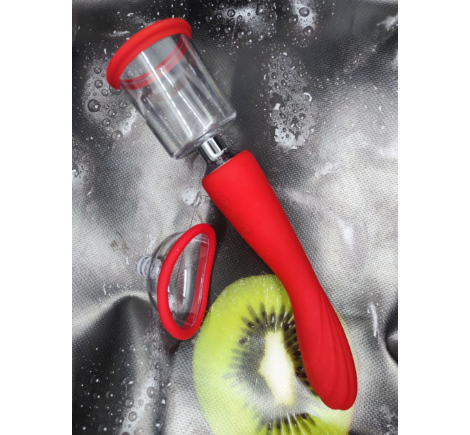 Двойной вибратор с 2 вакуумными насадками Dream Toys RED REVOLUTION GEORGIA