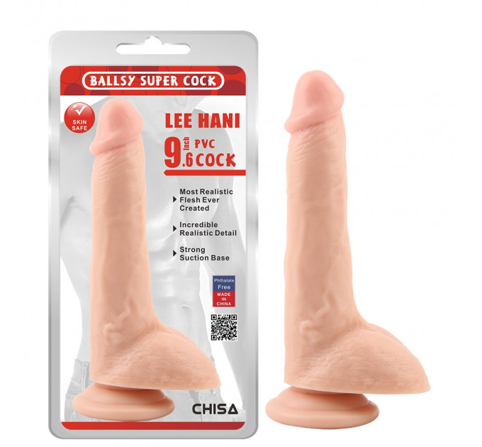 Фаллоимитатор реалистичный Chisa Ballsy Super Cock Lee Hani с мошонкой на присоске, телесный