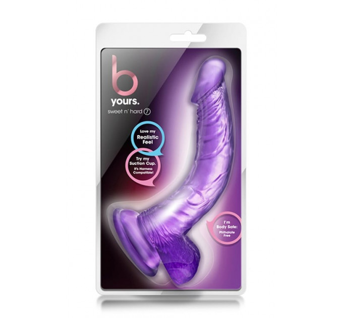 Фаллоимитатор реалистичный с мошонкой Blush b-yours на присоске, фиолетовый